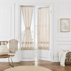 68 Inch Long Linen French Door Curtains Set of 2 Privacy Semi Sheer - Image 2