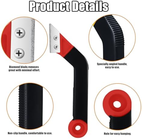 Blulu 11 Pcs Grout Float Set, Rubber Float, 6 Sponges, Angled Saw, Red - Image 4