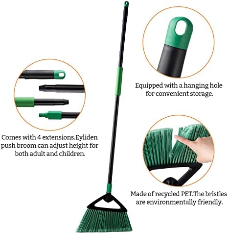 Eyliden Angle Broom with 57" Long Handle, Outdoor Indoor, Green - Image 5