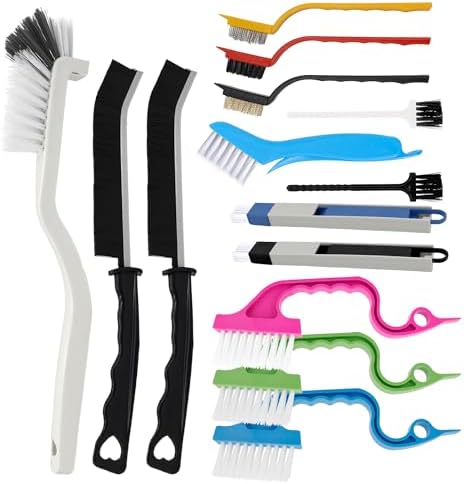 15Pcs Crevice Cleaning Brush Set Hard Bristle Scrub Brushes Tools Groove Gap Cleaning Brush for Housekeeping Bathroom Corners Window Track Kitchen Toilet Cup Faucet by SHRJ