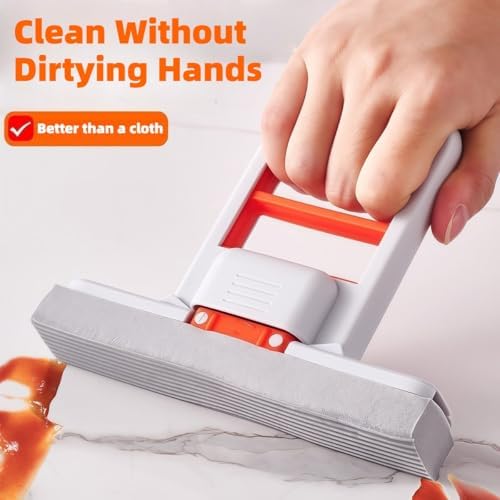 Press Grip Mini Mop with a Mini Foldable Desktop Mop, Zero-Touch Gap Dust Cleaner with 39in Stick & Clip On Locking Head, Dry Wet Disposable Dust Mop for Kitchen Wall Bathroom Toilet Corners - Image 4