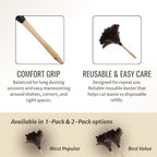 Ostrich Feather Duster with Wooden Handle 14" – Natural Reusable Feather Duster for Cleaning, Furniture & Shelves, Blinds, Ceiling Fan, Dusting Tool for Home, Office, Delicate Surfaces - 2 Pack - Image 6