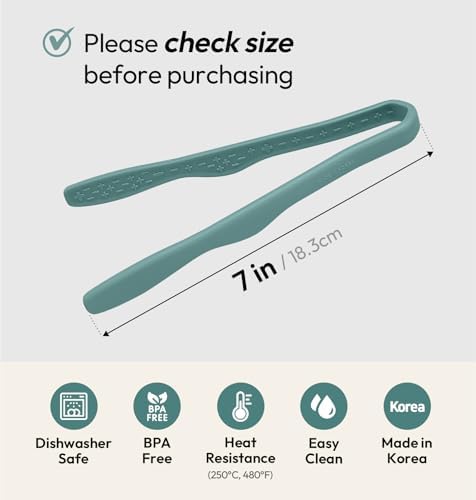 Carrotez Mini Silicone Toaster Tongs, 7 inches, 1 Pack, Green - Image 2