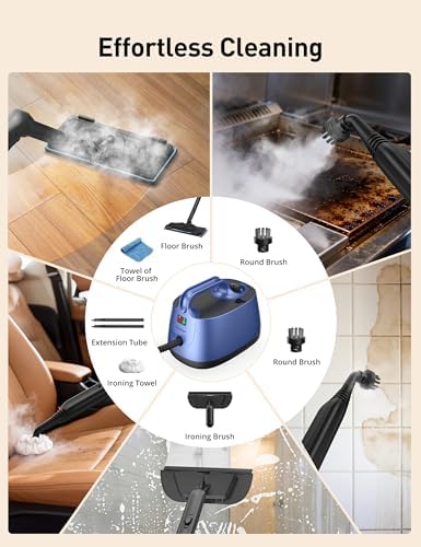 Steam Cleaner for Home, 293°F 58 PSI Powerful Multipurpose Handheld Steam Mop, 21 Attachments, 50Oz Capacity, Heavy Duty Steamer for Carpets, Floors, Cars, Tiles, Crack Cleaning, Turquoise - Image 4