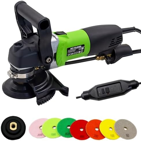 800W Electric Wet Stone Polisher 4'' Variable Speed Grinder Buffing Machine, Countertop Concrete Polisher with 7PCS Diamond Polishing Pads for Granite, Tile, Cement Floor by SDRTOP