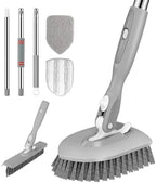 SetSail 4-in-1 Tile Tub Floor Scrubber with V-Shaped Grout Brush, Gray by SetSail