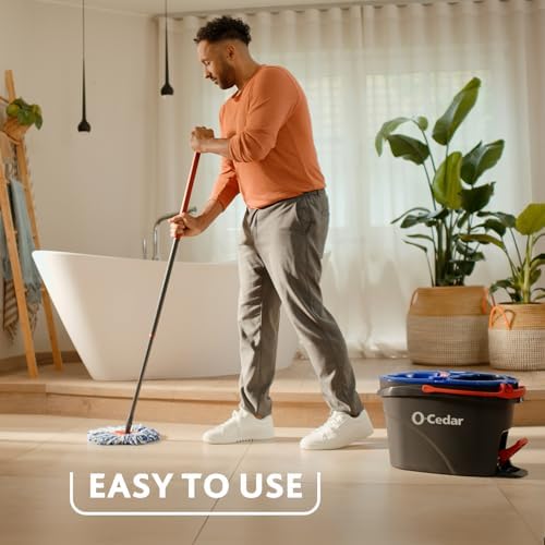O-Cedar EasyWring RinseClean Microfiber Spin Mop & Bucket Floor Cleaning System with 3 Extra Refills, Plastic, Grey - Image 5
