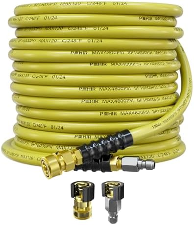 POHIR 50ft Pressure Washer Hose 3/8" 4800 PSI with 3/8 Quick Connect by POHIR