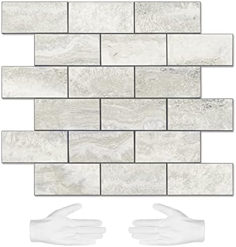 STICKGOO 10-Sheet Peel and Stick Backsplash on Subway Tile, Beige by STICKGOO