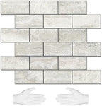 STICKGOO 10-Sheet Peel and Stick Backsplash on Subway Tile, Beige by STICKGOO