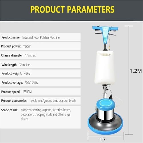 Commercial Floor Cleaner and Buffer Machine with Pads for Hotels, Factories, and Restaurants - Image 5