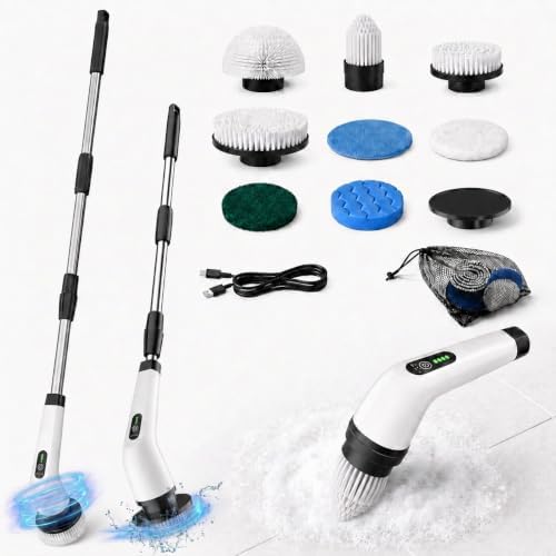 Electric Spin Scrubber, 3-Speed Shower Scrubber with 3 Adjustable Lengths by ROCAM