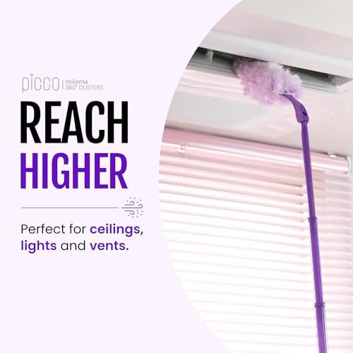 milema Picco 360 Double-Sided Duster, Purple, 1 Long Handle, 23 Refills - Image 3