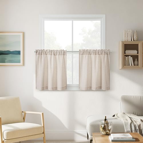 2 Panels 24 Inch RV Curtains for Camper Windows Linen Light Coffee by DUKIYO