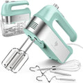 Hand Mixer Electric, 450W Kitchen Mixers with Scale Cup Storage Case, Turbo Boost/Self-Control Speed + 5 Speed + Eject Button + 5 Stainless Steel Accessories, For Easy Whipping Dough, Cream, Green by LILPARTNER