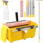 Professional Window Cleaning Kit with Bucket 3 Gallon, 6FT Extension Pole by Ylebs