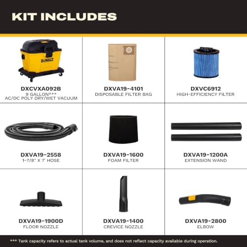 DEWALT 20V Cordless Shop Vac, AC/DC 9 Gal Wet Dry Vacuum Cleaner, Tool Only - Image 2