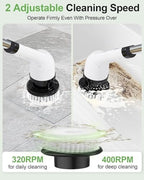 Electric Spin Scrubber for Cleaning Bathroom, Shower Scrubber Cordless Cleaning Brush with IPX7 Waterproof & 3 Speed, 9 Brush Heads, Bathroom Cleaning Supplies for Shower Tub Kitchen Tile Toilet Floor - Image 4