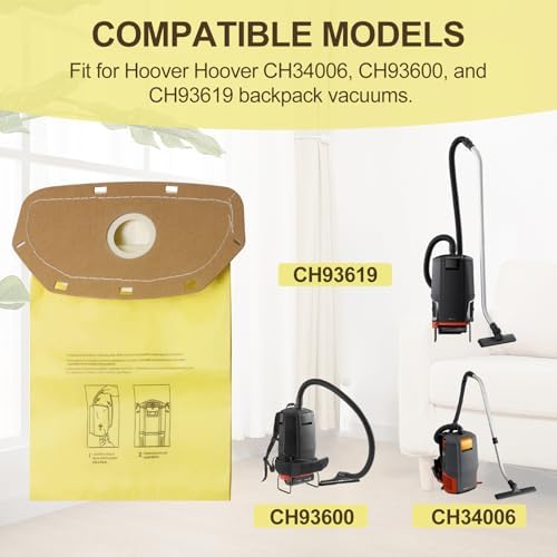 AH10232 Type CB1A Allergen Filtration Backpack Vacuum Bag Fit for Hoover Backpack Vacuum CH34006, CH93600, and CH93619 (10 Pack) - Image 7