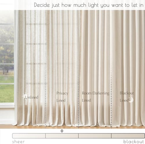 jinchan Linen Tier Curtains with Lined, 26x45, 2 Panels, Natural - Image 7
