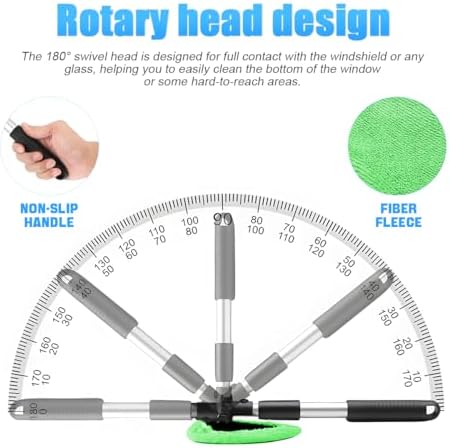 Extendable Car Windshield Cleaning Tool with Microfiber Pads, Purple - Image 3