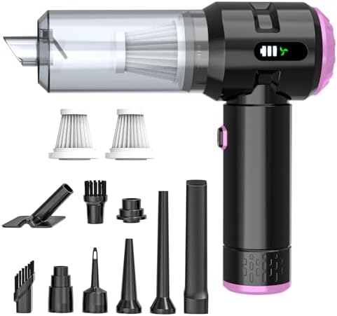 Sycoodeal Handheld Car Vacuum Cleaner, 25000PA Strong Cyclonic Suction Portable Mini Vacuum Cordless with Digital Display Lightweight Handheld for Pet Hair, Car, Home, Office, Kitchen(Purple) by SYCOODEAL