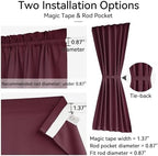 Vatge Front Doors Curtain - French Front Door Curtain for Glass/Kitchen/Bedroom Door, 1 Panel, W54 x L40, Burgundy - Image 2