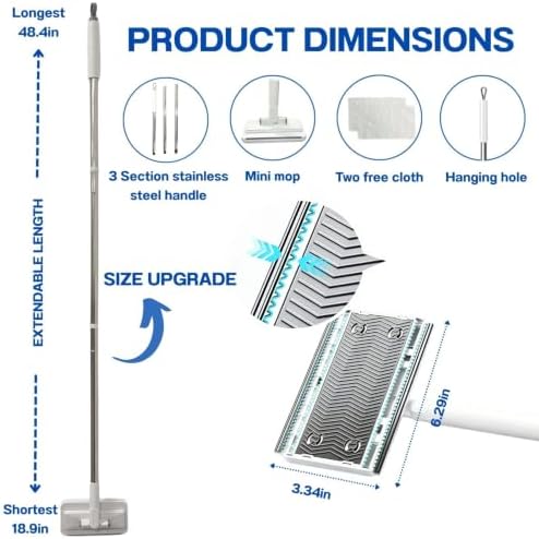 Mini Mop, Hands-Free One-Touch Pad Release, 360° Rotating Head - Image 2