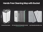 JOYMOOP Flat Mop System, Microfiber Mop and Bucket Set, White, Commercial & Household Use, Hardwood Floor & Wall Cleaning Mop with Long Handle, 4 Microfiber Pads - Image 4