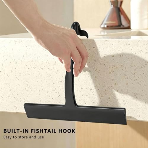 2PACK Shower Squeegee for Glass Doors All-One-Piece Silicone with Hook - Image 3