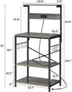 SUPERJARE Kitchen Bakers Rack with Power Outlet, Coffee Bar Table 4 Tiers, Kitchen Microwave Stand with 6 S-Shaped Hooks, Storage Shelf Rack for Spices, Pots and Pans - Charcoal Gray - Image 6