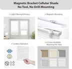 DEZ FURNISHINGS Cordless No Tools No Drill 1.5" Magnet Light Filtering Shades for Metal Doors, 24" W x 42" H, Ivory - Image 3
