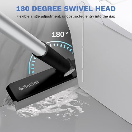 SetSail Grout Cleaner Brush with Long Handle, V-Shaped Floor Brush, Black - Image 5