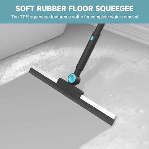 nacena Shower Scrubber with Long Handle, 4 in 1 Tile Tub Scrubber Brush with 3 Detachable Cleaning Shower Heads and Floor Squeegee Shower Cleaner Brush for Bathroom Kitchen Tub Sink Floor, Black - Image 5