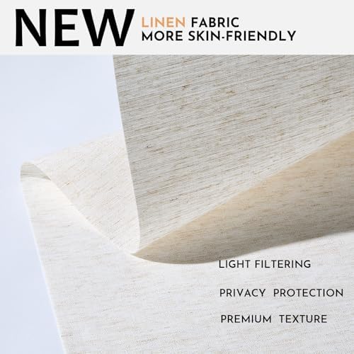 Persilux Light Filtering Roller Shades for Window Blinds,Cordless,Linen Fabric,Thermal Insulated Fabric UV Protection Shades for Home,Office,Bedroom,Door,Light Filtering-Cream,34 1/2" W X 72" H - Image 2