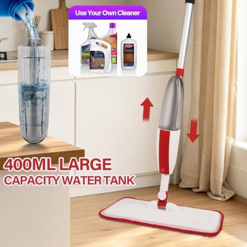 Wet Spray Mop for Floor Cleaning with 14 oz Bottle & 2 Microfiber Pads - Image 4