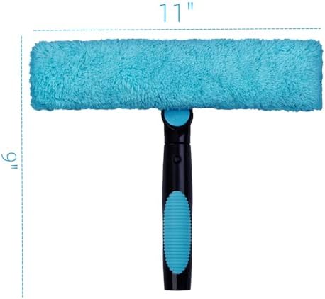 11" Window Squeegee & Microfiber Scrubber 2-in-1 Cleaning Tools - Image 3