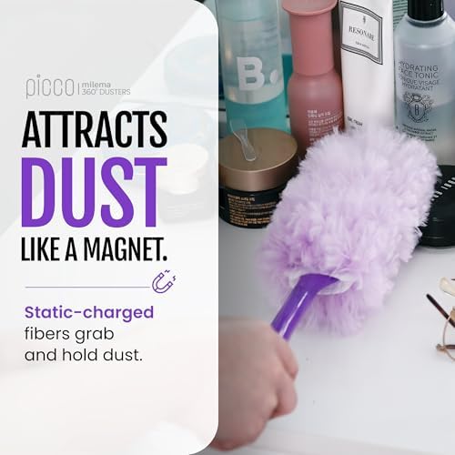 milema Picco 360 Double-Sided Duster, Purple, 1 Short Handle, 23 Refills - Image 4