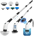Cordless Electric Spin Scrubber, IPX7 Waterproof Rechargeable Power Cleaning Brush with 4000mAh Battery, 210min Runtime, 7 Brush Heads, 3 Adjustable Speeds, for Shower, Tub, Tile, Kitchen, Floor by Unknown