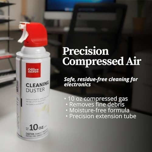 Office Depot Cleaning Duster, 10 Oz Compressed Canned Air for Electronics, Keyboard Cleaner for Computer, Laptop, PC, Printer, Office Equipment, Moisture-Free, Pack of 6 - Image 3