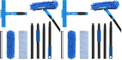 VITEVER Professional 69'' Window Squeegee Cleaner Tool with Extension Pole, 2-in-1 Squeegee for Window Cleaning Kit with Scrubber and Rotating Head, 1 Blade 2 Scrubber (Pack of 2) by VITEVER
