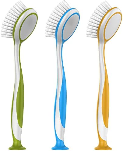MR.SIGA Round Dish Brush with Suction Cup, Pack of 3 by MRSIGA