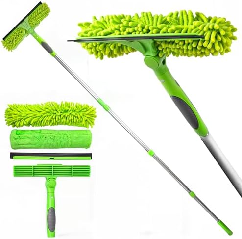 DSV Standard Professional Window Squeegee for Window Cleaning, 2 in 1 Rotatable Window Cleaning Squeegee Kit with Extension Pole, 62” Window Cleaning Tool for Indoor/Outdoor High Windows, Home, Car by DSVStandard