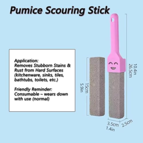 10 Pack Pumice Stone Scouring Sticks with 2 Universal Handles, Grey Pumice Stone Cleaner for Cleaning Toilets, Bathrooms, Kitchens, Spas and Pools, Plus 1 Dual-Use 2-in-1 Dustpan Brush (11-in-1) - Image 5