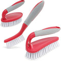 Scrub Brush Set of 3pcs - Cleaning Shower Scrubber with Ergonomic Handle and Durable Bristles - Grout Cleaner Brush - Scrub Brushes for Cleaning Bathroom, Shower, Tile, Kitchen, Floor, Bathtub, Floor by TrazonProducts