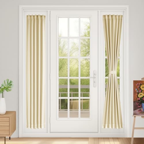 Vatge French Door Curtain Front Door Curtains for Glass Window,Sidelight Curtains for Front Door, 1 Panel, W12 x L72, Light Beige by Vatge
