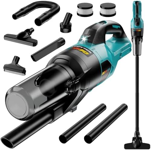 Cordless Vacuum Cleaner for Makita 18V Battery, 6 in 1 Handheld Electric Vacuum Cleaner with HEPA Filter and LED Light, 46 CFM Portable Hand Vacuum for Floor, Carpet, Car (Battery Not Included) by Unknown