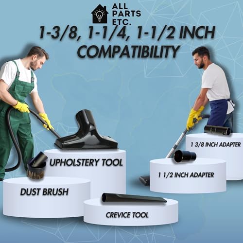 Attachments for 1.25" Vacuum Cleaner – Dust Brush, Crevice, Upholstery Tool & 2 Adapter - fits 1.5" & 1.375" Compatible with Kirby, Shark, Hoover, Oreck, Bissell, Eureka, Rainbow - Image 3