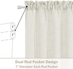 2 Panels Natural Thick Linen Door Curtain W35 x L40 Semi Sheer - Image 2