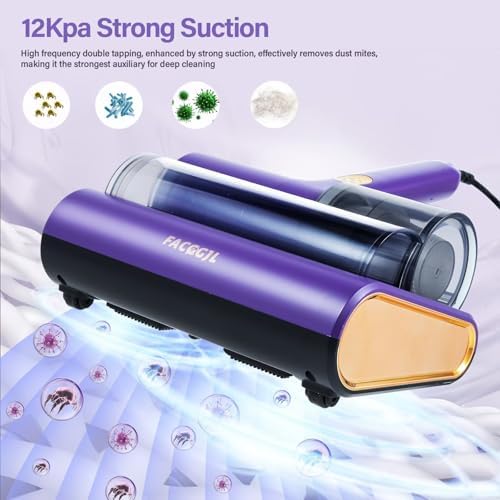 Mattress Vacuum Cleaner uv sanitizing, 16kpa Mattress Vacuum Cleaner Powerful Suction, Handheld Couch Cleaner Machine Deep Cleaner for Bed Cleaning, Sheet, Fabric Sofa Vacuuming - Image 2
